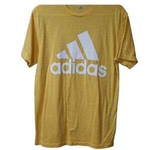 Adidas Yellow Spellout Tshirt Small